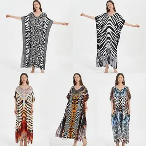 공장 새로운 9 멀티 동물 인쇄 레이온 무료 사이즈 비치 커버 비치 카프 탄 드레스