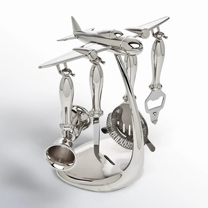 Stainless Steel <b>Cocktail</b> <b>Shaker</b> <b>Set</b> with Elegant Wooden Base and Lid for Weddings and Special Events - Product Image 1