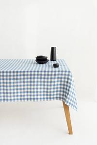 Light Blue Gingham Linen Tablecloth Handmade Natural Linen <b>Cloth</b> for Dining Wedding & Party Soft Linen <b>Cloth</b> for <b>Table</b> Covering - Product Image 5
