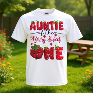 เสื้อยืดวันเกิดครบรอบ 1 ปีของป้าเบอร์รี่ สวีท วัน พร้อมลายสตรอว์เบอร์รี่สำหรับโปรโมชั่น - Product Image 3