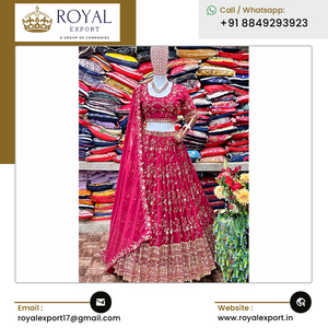 Ropa Étnica, Nueva Colección Exclusiva de Lehenga Choli Indio con Lentejuelas y Bordados, Diseño de Seda Sintética Georgette - Product Image 5