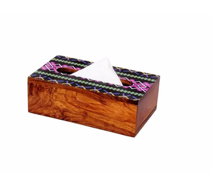 Caja de soporte de pañuelos de madera de alta calidad con estampado de esmalte rectangular, contenedor de almacenamiento para restaurante, caja de pañuelos de Hotel, servilletero - Product Image 1