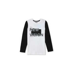 T-shirt graphique de marque pour garçon, col rond 100% coton avec impression de logo personnalisé, manches courtes, design noir et blanc - Product Image 2