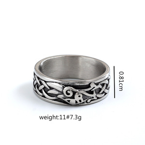 Anillo Unisex de Acero Inoxidable Estilo Nórdico Vintage, Chapado en Oro de 18K, Diseño Vikingo con Cuervo, Moderno y a la Moda, con Incrustaciones en Forma de Número, para Regalo - Product Image 5