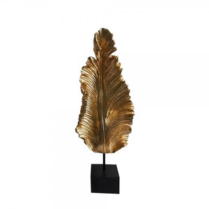 Black Powder Coated Aluminum Leaf Sculpture on Base Attractive Design Large Table Top Office <b>Desk</b> Sculpture for Sale - Product Image 2