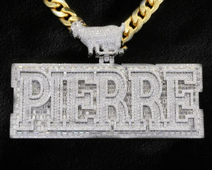 El mejor colgante de diamante de moissanita transparente pavimentado de Plata de Ley 925 para hombre, colgante personalizado, colgantes y dijes de moissanita VVS - Product Image 5