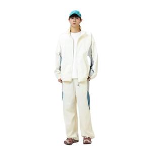 Conjunto Deportivo Unisex Estampado Sólido de Otoño, Conjunto para Correr al Aire Libre, Cuello Alto, Cortavientos, Transpirable, Dos Piezas, 100% Algodón - Product Image 1