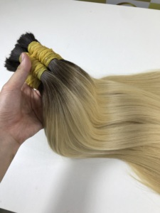 Pour 100% vierge Remy cheveux humains Super Double dessiné extrémités épaisses pleine cuticule alignée en vrac doux lisse brillant Extensions de cheveux - Product Image 4