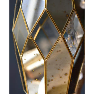 Popular Design Antique Mercury <b>Glass</b> Hexagon Candle Pillar Holder Lantern in Gold Brass <b>Frame</b> for <b>Hanging</b> and Floor Decorations - Product Image 3