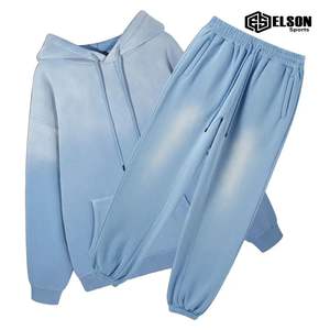 Sun Faded personalizado buena calidad precio al por mayor transpirable 100% algodón tela transpirable conjuntos de dos piezas hombres chándales - Product Image 5