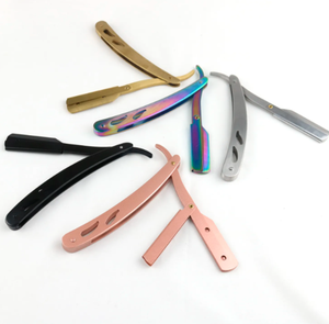 Porte-lames de rasoir pour hommes Manche en acier inoxydable Porte-rasoir de barbier à bord droit Rasoir de rasage pliant par ANAAIF - Product Image 5