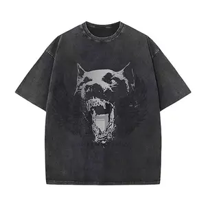 Übergroße Grafik-T-Shirts Vintage-Hemd Herren Baggy Y2K Baumwolle Acid-Wash-T-Shirts Harajuku Streetwear Grunge Ästhetisches Oberteil