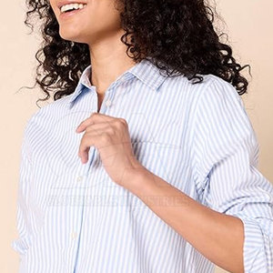 Camisa clásica de mujer con botones, manga larga, informal, a la moda, camisa de mujer con botones y manga larga - Product Image 4
