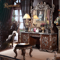 Luxuriöses Traditionelles Europäisches Schlafzimmer-Möbelset Massivholz Geschnitztes Bett Elegantes Königliches Design