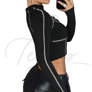 Débardeurs pour femmes de haute qualité en gros, tricotés, courts, logo personnalisé, col rond, yoga, slim - Product Image 1