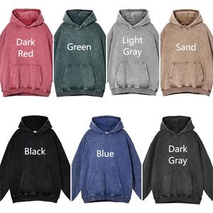 Custom Acid Wash Streetwear Hoodie Fleece Blank Vintage Bolsillos desgastados Doble capa Sun Faded Acid Wash Hoodies - Product Image 5
