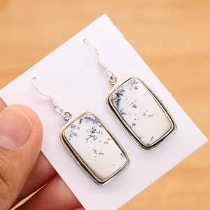 Dendrite Opal 925 Sterling Silver Gemstone Hook <b>Earrings</b> Handmade Jewelry Women Fashion Dangle Gift - Product Image 2