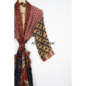 Robe Kimono en Soie Fait Main Indien Col en V Fermeture à Cordon Design Patchwork Manches Longues Respirant Quatre Saisons Rapide Femme - Product Image 3