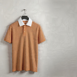 เสื้อเชิ้ตแขนสั้นสีน้ำเงินล้วนสำหรับผู้ชาย คอปกและปลายแขนสีขาว ผ้าคอตตอนปิเก้ถักแบบลำลอง ODM กันยับ ทรงปกติ - Product Image 2