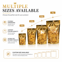 Sachets personnalisés noirs avec logo imprimé en gravure, autoportants, à fermeture éclair, épaisseur 100 microns, en PET/PE Mylar, pour café, snacks et aliments.