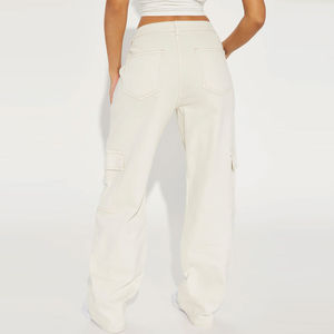 Pantalon cargo pour femmes, taille grande, respirant, léger, nouvelle arrivée, vêtements décontractés, pantalon cargo évasé en molleton pour femmes - Product Image 2