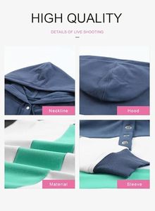 Sudadera con capucha personalizada para mujer con cuello de botón, Sudadera con capucha de manga larga con cordón, tops casuales y elegantes para mujer - Product Image 5