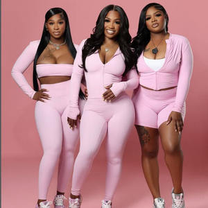 Conjunto de chándal de 2 piezas con logotipo personalizado para mujer, ropa deportiva para gimnasio y yoga, conjunto de chaqueta deportiva con cremallera para mujer - Product Image 1