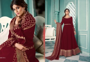 Conjunto de vestido de Georgette indio y pakistaní y Dupatta con trabajo bordado Traje de fiesta de costura completa Pishwas Anarkali para mujer - Product Image 4