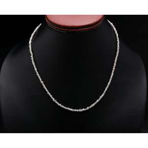 Collar de Diamantes Grises sin Cortar, Collar de Diamantes en Bruto con Cuentas en Plata, Collar de Diamantes sin Cortar a la Moda - Product Image 3