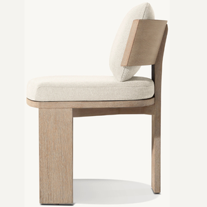 Silla Individual Moderna sin Brazos para Uso en Villas y Parques, Muebles de Exterior de Teca Sólida con Patas Resistentes Tipo Sable - Product Image 5