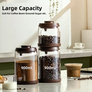 Bocal en verre hermétique pour café, 600 ml, avec couvercle à ouverture facile, sans BPA, écologique, empilable, pour la cuisine et <span class=keywords><strong>le</strong></span> garde-manger - Product Image 5