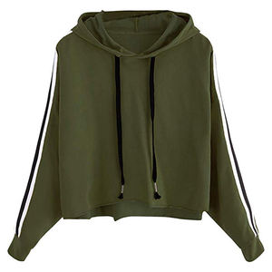 Sudadera informal con capucha recortada de algodón 100% para mujer con diseño de doble cremallera Servicio OEM disponible para mujeres - Product Image 3