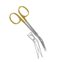Tijeras de tejido medio dorado dentado TC Locklin tijera 16,5 cm tejido Dental disección sutura laboratorio Tijera