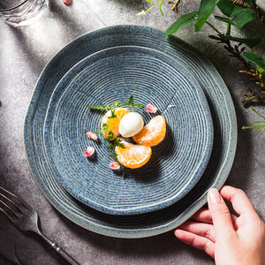 Vaisselle de restaurant italien YAYU, hôtel, banquet, buffet, porcelaine, glaçure bleue, plats à dîner, vaisselle de table, céramique, assiette à <span class=keywords><strong>sushi</strong></span> japonaise - Product Image 3