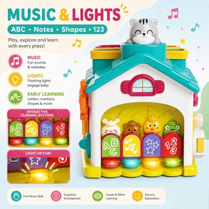Jouet éducatif interactif 6-en-1 pour bébé et tout-petit, avec tri de formes musicales, motricité <span class=keywords><strong>fine</strong></span>, en ABS, activité Montessori, maison d'activités - Product Image 2