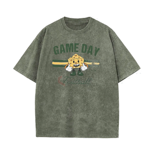 Camiseta de gran tamaño con logotipo personalizado al por mayor para hombre, Camiseta de algodón con hombros caídos, ropa de calle lavada con ácido vintage, Camiseta con estampado liso - Product Image 2