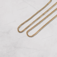 Cadena Cubana Micro de 3mm, Oro Amarillo Sólido de 18k, Collar de Eslabones, Joyería Fina de Moda, Venta al por Mayor, Personalizado, Unisex, Hip Hop, Moissanita