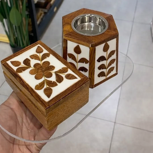 Handcrafted Wood Bone Inlay Tray <b>Matching</b> Bakhoor <b>Box</b> Religious Eco-Friendly Incense Burner Elegant Home Decor Thoughtful - Product Image 3