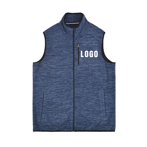 Venta al por mayor de los hombres de talla grande de invierno transpirable chaqueta de lana Polar 100% de poliéster sin mangas de cuello alto con cremallera completa logotipo personalizado - Product Image 3