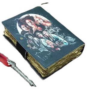 Halloween Print Leather <b>Book</b> Journal Leather Cover With Wood-free Deckle Edge Paper Dairy Classic Handmade Dairy - Product Image 1