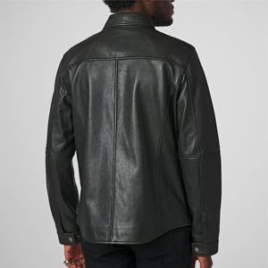 Chaqueta de cuero vintage negra para hombre con cierre de cremallera Cuello alto clásico con capucha para un aspecto retro atemporal - Product Image 6