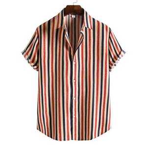 Camisa con estampado de estilo étnico para hombre, ropa de algodón y lino con solapa, botón alto, Vintage, pantalones cortos de manga, sublimación hawaiana - Product Image 3