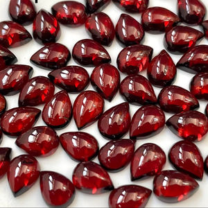 Cabujón natural de pera granate rojo de 3x5mm-Pera granate roja suelta de calidad superior - Product Image 1