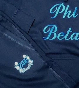 Zeta phi รุ่นเบต้าเสื้อมีฮู้ดปักโลโก้สำหรับผู้หญิงสีฟ้าและกางเกงวิ่งชุดวอร์ม1920ขนแกะลายตัวอักษรกรีก - Product Image 6