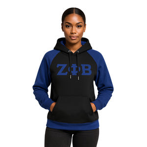 Zeta Phi Beta Noir Corps Bleu Manches Raglan Pull À Capuche Grec Sororité Vêtements Personnalisé Divine Neuf HBCU Vie Vêtements - Product Image 1