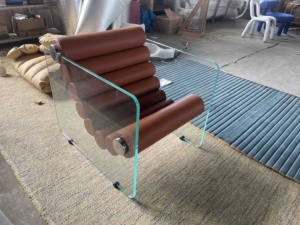 Midden Eeuw Moderne Glazen Hyaline Fauteuil Luxe Lederen Sofa Stoel Villa <span class=keywords><strong>Chaise</strong></span> <span class=keywords><strong>Lounge</strong></span> Stoelen Woonkamer Meubelen
