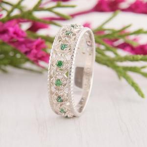 Tendencia 925 plata esterlina cuarzo verde anillo de piedras preciosas joyería hecha a mano plata estilo bohemio anillo joyería mujer regalo para niñas - Product Image 6