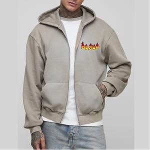 Sweat à capuche personnalisé 80% coton 20% polyester coupe carrée pour hommes lourds sweat à capuche basique avec fermeture éclair DTF personnalisé logo imprimé sweats à capuche respirants pour hommes - Product Image 4