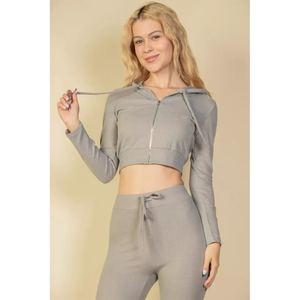 Veste personnalisée streetwear sweat à capuche zippé pour femme mode sweat à capuche uni blanc manteau pour femme sweat à capuche zippé gris - Product Image 1