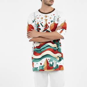 Chemise imprimée de Noël en sublimation, tissu extensible en polyester doux et respirant, 100% polyester - Product Image 2